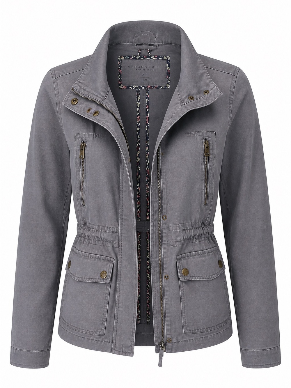 Aeropostale Gray Cinched-Waist Utility Jacket